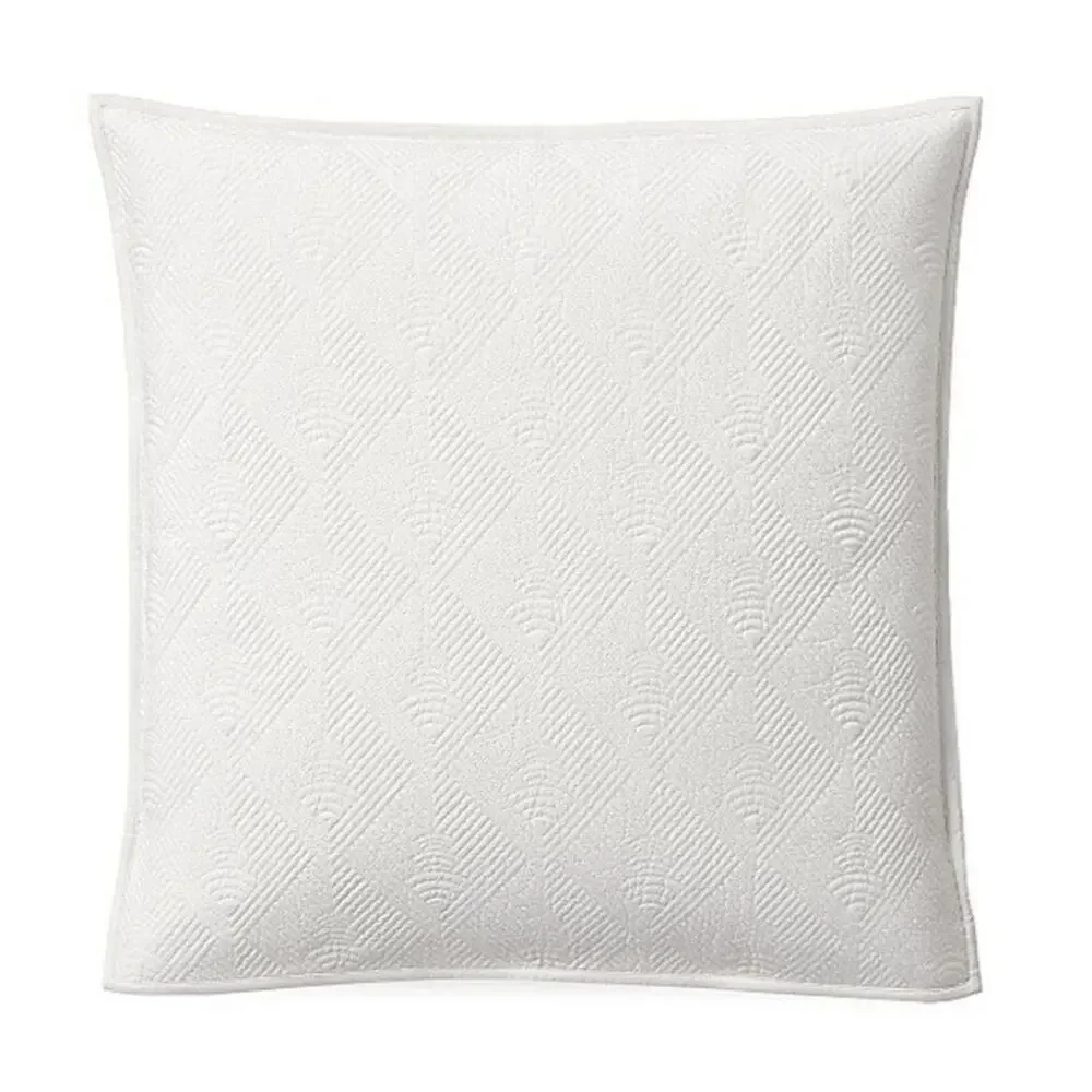 NWT Ralph Lauren Euro Pillow Sham Park Row Elysia Quilted Chic Cream Art Deco